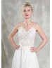 Spaghetti Straps Ivory Lace Chiffon Split Wedding Dress